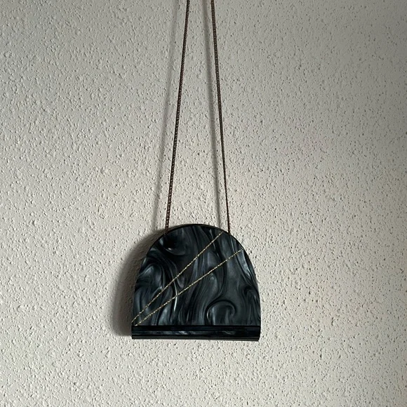 Vintage Danier Marbled Lucite Art Deco Chain Clutch - Picture 3 of 8